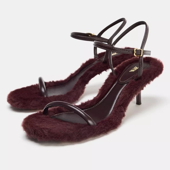 Zara Shoes - NEW! Zara Faux Fur Sole Heeled Sandals Size 6 1/2 or 37